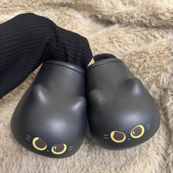 Cute Cat Paw Print Plush Slippers โ Non-Slip Indoor House Shoes for Women Soft Cozy Bedroom Footwear