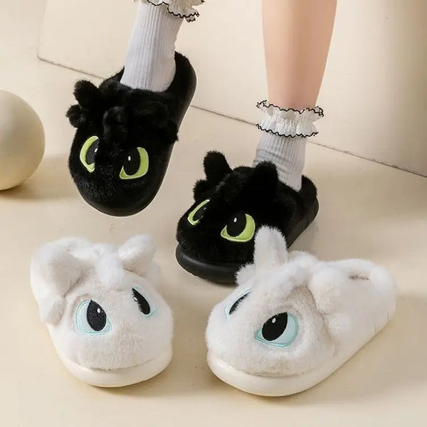 How to Train Your Dragon Toothless Plush Slippers – Cozy Night Fury House Shoes for Adults & Kids