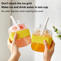 500ml 2in1 Ice Cube Tray with Water Bottle Press Type Portable Ice Maker High Capacity Ice Mold for Home Kitchen Summer Use