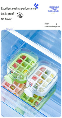 500ml 2in1 Ice Cube Tray with Water Bottle Press Type Portable Ice Maker High Capacity Ice Mold for Home Kitchen Summer Use