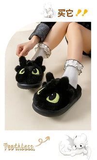 How to Train Your Dragon Toothless Plush Slippers – Cozy Night Fury House Shoes for Adults & Kids