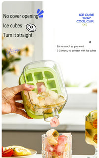 500ml 2in1 Ice Cube Tray with Water Bottle Press Type Portable Ice Maker High Capacity Ice Mold for Home Kitchen Summer Use