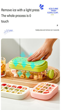 500ml 2in1 Ice Cube Tray with Water Bottle Press Type Portable Ice Maker High Capacity Ice Mold for Home Kitchen Summer Use