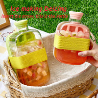 500ml 2in1 Ice Cube Tray with Water Bottle Press Type Portable Ice Maker High Capacity Ice Mold for Home Kitchen Summer Use