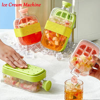 500ml 2in1 Ice Cube Tray with Water Bottle Press Type Portable Ice Maker High Capacity Ice Mold for Home Kitchen Summer Use