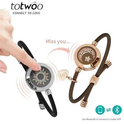 TOTWOO Smart Long Distance Touch Bracelet – Vibrating Light-Up Couples Bracelet with Bluetooth App