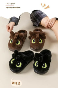How to Train Your Dragon Toothless Plush Slippers – Cozy Night Fury House Shoes for Adults & Kids