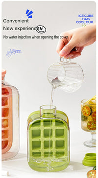 500ml 2in1 Ice Cube Tray with Water Bottle Press Type Portable Ice Maker High Capacity Ice Mold for Home Kitchen Summer Use